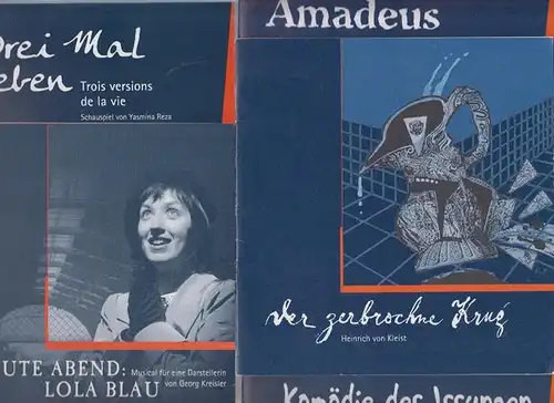 Komödie der Irrungen ; "Der zerbrochene Krug" ; "Amadeus" ; "Drei Mal Leben" ; "Heute Abend: Lola Blau".  Progr. hefte der Landesbühne Sachsen  der Spielzeiten 2005-2007. Konvolut von 5 Heften und einer Beigabe