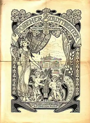 Ibsen, Henrik: Programmzettel zu: Die Frau am Meer.  Schauspiel in 5 Aufzügen. Regie: Konrad Jacobs. Mit Besetzungsliste. Aufführung am 25. Oktober 1900 im Posener Stadttheater. 
