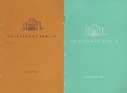 J. B. Moliére, Ben Jonson. Volksbühne am Rosa Luxemburg Platz. Intendant: Fritz Wisten. Hrsg: "Tartuffe" ; "Volpone". Programmhefte der Volksbühne am Rosa Luxemburg Platz Berlin. Spielzeit 1957 / 1958, Heft 24 u. 26. Konvolut aus 2 Heften. 