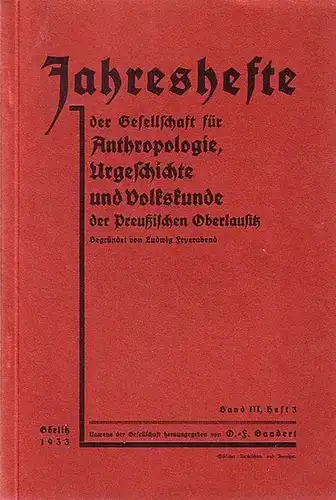 Jahreshefte der Gesellschaft für Anthropologie. - Schulz, Wolfgang + M. Hellmich und O.-F. Gandert (Autoren): Jahreshefte der Gesellschaft für Anthropologie, Urgeschichte und Volkskunde der Preußischen...