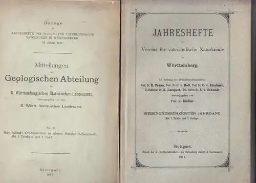 Jahreshefte des Vereins f. vaterländische Naturkunde. - Eichler, J. (Hrsg.): Jahreshefte des Vereins für vaterländische Naturkunde in Württemberg.  67. Jahrgang. 