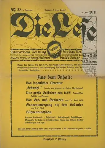 Lese, Die. - Etzel, Theodor // Muschner, Georg (Hrsger.): Die Lese. Literarische Zeitung für das Deutsche Volk. 2. Jahrgang. Nr. 28. Ausgabe A (ohne Bücher) vom 15. Juli 1911. 