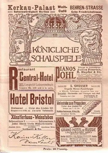 Königliches Schauspielhaus - Held, Fritz (Red.). - Otto Grund (Text): Königliche Schauspiele 1911. Zeitschrift für Theater und Kultur. aus dem Inhalt u.a.: Otto Grund: Schummels...
