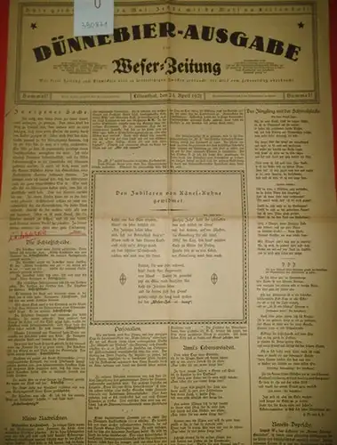 Weserzeitung. - Klages, Victor: Dünnebier-Ausgabe der Weser-Zeitung 24.April 1921. 