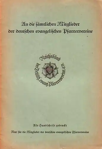 Klingler: An die sämtlichen Mitglieder der deutschen evangelischen Pfarrervereine. Als Handschrift gedruckt. 