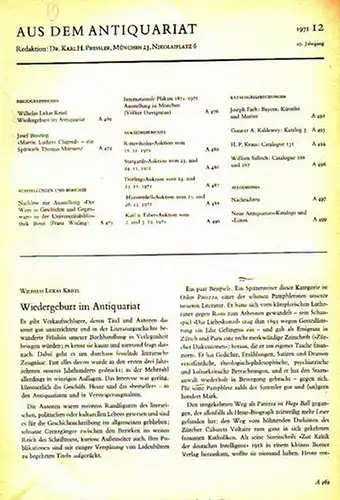 Kristl, W. L. / Benzing, J. / u.a.   Börsenblatt für den Deutschen Buchhandel   Aus dem Antiquariat: Wiedergeburt im Antiquariat // ">Martin..