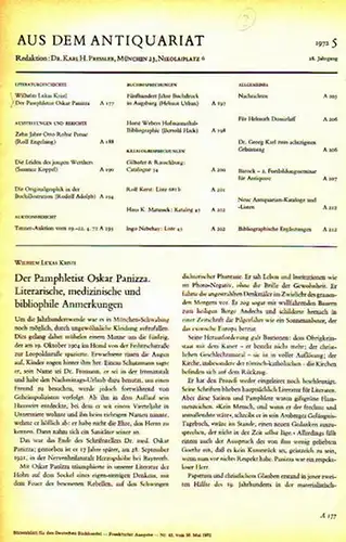 Kristl, W. L. / u.a. - Börsenblatt für den Deutschen Buchhandel - Aus dem Antiquariat: Der Pamphletist Oskar Panizza // u.a. - enthalten in: Börsenblatt für den Deutschen Buchhandel - Aus dem Antiquariat. 