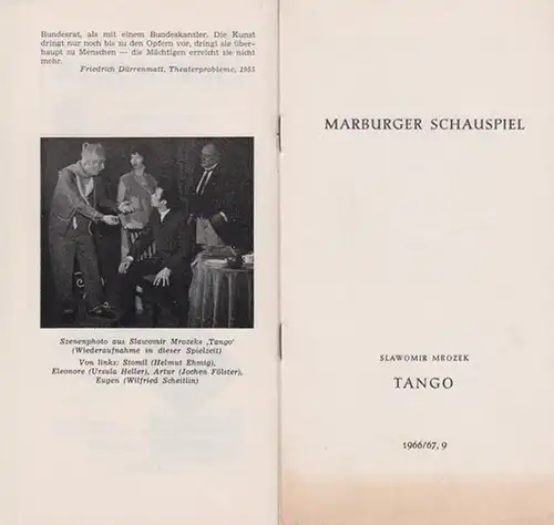 Mroze, Slawomir. Programmhefte des Marburger Schauspiels. Intendanz (Hrsg.): Heft 1 "Die Polizei" : Heft 9 "Tango". Programmhefte der Spielzeiten 1966-1968  Konvolut von 2 Heften. 