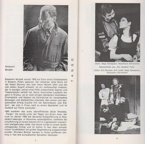 Landestheater Salzburg. - Direktion: Gandolf Buschbeck (Hrsg.). - Mrozek, Slawomir. - Iredynski, Ireneusz: 2 Programmhefte des Landestheaters Salzburg, Spielzeit 1967 / 1968. Tango / URAUFFÜHRUNG...
