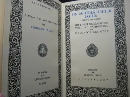 Lechter, Melchior (1865-1937): Ein achtblättriger Lotus. Gebete der Nacht. 