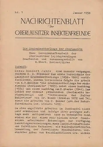 Nachrichtenblatt der Oberlausitzer Insektenfreunde: Nachrichtenblatt der Oberlausitzer Insektenfreunde Jahrgang II / 1958, Hefte 1-6 und 8-12 und Inhaltsverzeichnis. // III. Jahrgang 1959, Nummern 1-12 kpl. // IV. Jahrgang 1960, Nummern 1-12 komplett mit 