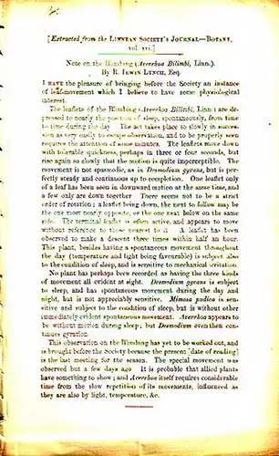 Lynch, R. Irwin: Note on the Blimbling (Averrhoa Bilimbi, Linn.). Extracted from the Linnean Society´s Journal-Botany, Vol. XVI. 