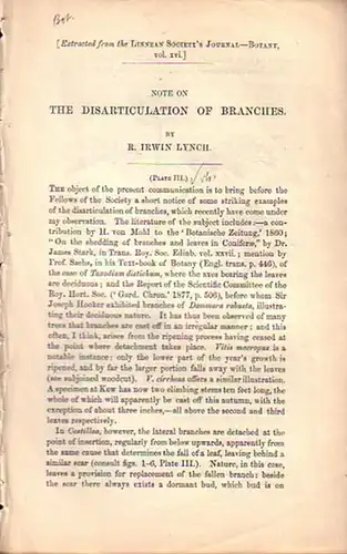 Lynch, R. Irwin: Note on the Disarticulation of branches. Extracted from the Linnean Society´s Journal-Botany, Vol. XVI. 