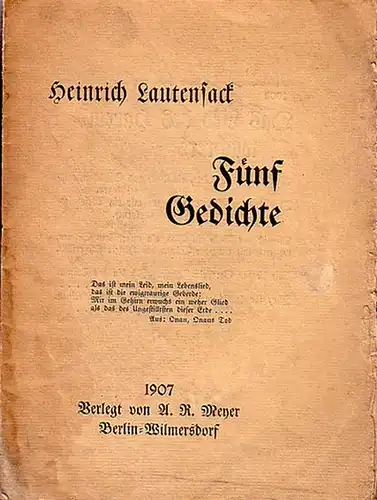 Lautensack, Heinrich: Fünf Gedichte. Flugblätter. 