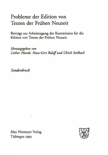 Lohenstein - Spellerberg, Gerhard: Der Kommentar einer "Studienausgabe": Ausgewählte Werke Lohensteins im Rahmen der 'Bibliothek deutscher Klassiker'. Sonderdruck aus: Probleme der Edition von Texten der Frühen Neuzeit. 