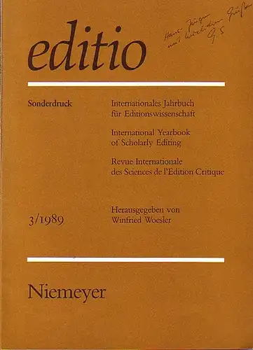 Lohenstein und Hallmann - Spellerberg, Gerhard: Schlesisches Kunstdrama' - Fragen und Probleme der Edition der Dramen Lohensteins und Hallmanns. Sonderdruck aus: editio 3 / 1989. 