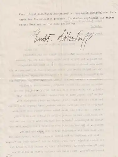 Löhndorff, Ernst F. (1899 1976) / Zinner, Otto [d.i. Otto Zinniker]: Maschinenschriftlicher Brief an Herrn Redaktor Otto Zinner in Liestal von Ernst F. Löhndorff aus.. 