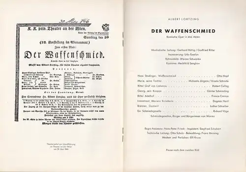 Der Waffenschmied. Spielzeit 1963 / 1964. Programmheft der Kleinen Oper Berlin, Nr. 3. Insz.: Udo Esselin, musikalische Leitung: Gerhard Hüttig, mit u. a.: Michaela Jürgens.. 