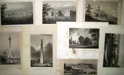 Meyer, J.   Bibliographisches Institut Hilburghausen (Hrsg.): Konvolut dekorativer Architektur  und Stadtansichten aus den USA. Aus: Meyer's Universum oder Abbildung und Beschreibung des.. 