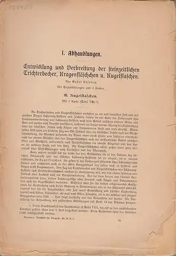 Mannus. - Kosinna, Gustaf und Richard Lehmann: Mannus. Zeitschrift für Vorgeschichte. Herausgeber: Gesellschaft für deutsche Vorgeschichte. Band 13, Heft 4, 1922. Im Inhalt: Kosinna 'Entwicklung...