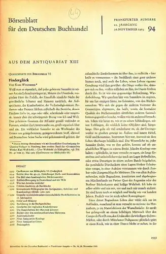 Exlibris-Bewegung in Deutschland und der Welt // Cobden-Sanderson als Buchbinder // Deutsche medizinisch-naturwissenschaftliche Buchillustration im 18.Jahrhundert // u.a. - enthalten in: Börsenblatt für den Deutschen Buchhandel - Aus dem Antiquariat