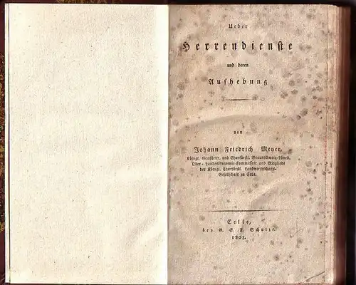 Meyer, Johann Friedrich: Ueber Herrendienste und deren Aufhebung. Mit Vorwort. 