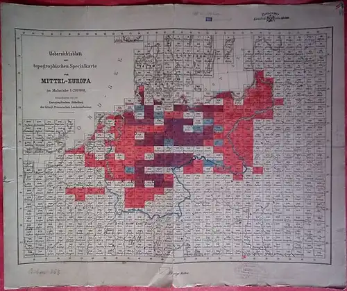 Mitteleuropa. - Reymann, Daniel Gottlob: Uebersichtsblatt zur topographischen Specialkarte von Mittel - Europa im Maßstabe 1: 200 000 herausgegeben von der Kartographischen Abtheilung der Königlichen...