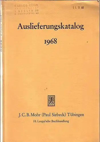 Mohr, J.C.B. (Paul Siebeck), Tübingen: J.C.B. Mohr (Paul Siebeck), Tübingen: Auslieferungskatalog 1968. 