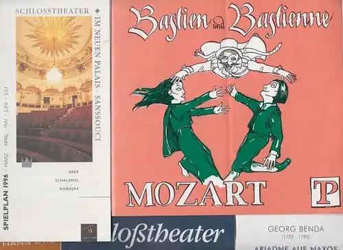 Mozart ; Benda, Georg ; Brandes, Christian. Hans Otto Theater Potsdam- Schlosstheater im Neuen Palais. -Intendanz. Hrsg: "Bastien und Bastienne" ; "Ariadne auf Naxos" und "Medea".  Progr.hefte. Konvolut aus 2 Heften und Beigaben. 