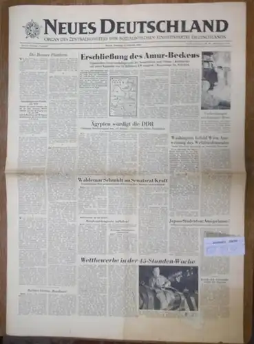 Neues Deutschland. - Walter Ulbricht: Neues Deutschland. Organ des Zentralkomitees der Sozialistischen Einheitspartei Deutschlands. Berliner Ausgabe "Vorwärts". Jahrgang 12 (68), Nr. 30 vom Montag, 3...