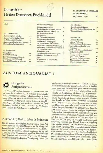 R. E. / Carlsohn, E. / u.a.   Börsenblatt für den Deutschen Buchhandel   Aus dem Antiquariat: Fontane Ausstellung // Mißverständnisse und Mißständnisse.. 