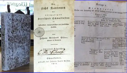 Schmalkalden - Häfner, Johann Reinhard: Die sechs Kantonen der vormaligen Herrschaft Schmalkalden in historischer, topographischer und statistischer Hinsicht. Zweites Bändchen. 