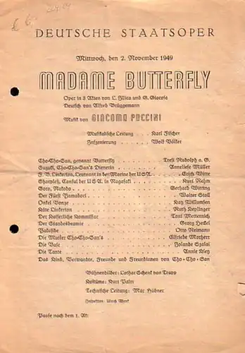 Programm der Deutschen Staatsoper für Mittwoch, den 2. November 1949 - Madam Butterfly