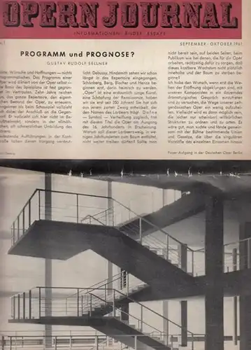 Opernjournal / Opern Journal -  Nr. 1, erste Saison, September, Oktober 1961. Informationen, Bilder , Essays