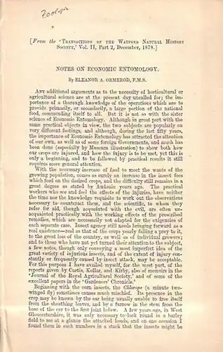 Ormerod, Eleanor A: Notes on economic entomology. From the 'Transactions of the Watford Natural History Society', Vol II, Part 2, December 1878. 