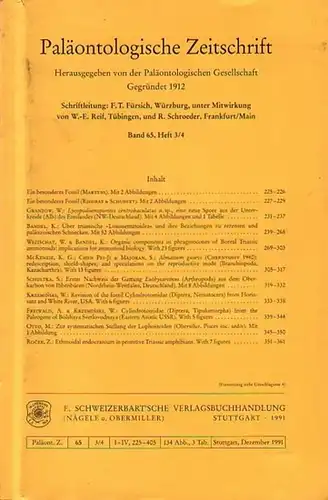 Paläontologie: Paläontologische Zeitschrift. Band 65, Heft 3 / 4, Dezember 1991. Herausgegeben von der Paläontologischen Gesellschaft. Schriftleitung: F.T. Fürsich, und W. E. Reif und R.. 