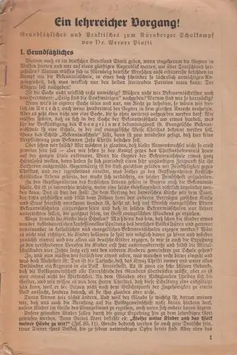 Pintti, Werner: Ein lehrreicher Vorgang! Grundsätzliches und Praktisches zum Nürnberger Schulkampf. 