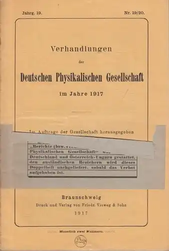 Podszus, Emil / Wolfke, M: Widerstände einiger reiner Isolatoren bei hohen Temperaturen, Thermionenströme und Dissoziation / Wolfke: Über eine neue Quarzlampe. in: Verhandlungen der Deutschen.. 