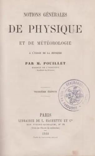 Notions générales de Physique et de Météorologie a l' usage de la jeunesse. Avertissement de l' auteur