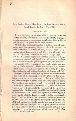 Sadler, John: On a curious form of Kohl Rabi. Read Nov. 11, 1880. 