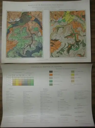 Blieskastel.   Trenel / Graupner: Ausschnitt aus der Bodenkundlichen Karte Blieskastel. 1 : 25 000. 2 Teile. a) Bodenkarte und b) Landwirtschaftliche Nutzungskarte. Auf.. 
