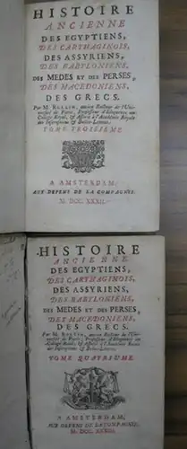 Rollin, [Charles]: Histoire ancienne des Egyptiens, des Carthaginois, des Macedoniens, des Grecs. Tome 3ieme et 4ieme in 2 Bdn/tomes. 