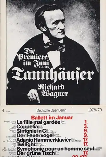 Der Türke in Italien ; "Der Fliegende Holländer" ; "Hänsel und Gretel" ; "Die verkaufte Braut". Programmhefte der Deutschen Oper Berlin, 1977/ 78 Heft 4  und 9 ; 1978/79 Heft 4 ; 1979/80 Heft 7. Konvolut von 4 Heften