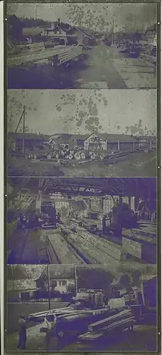 Ruf, Walter Sägerei & Holzhandlung: Metallplatte mit 4 Negativen der Firma Walter Ruf, Sägerei & Holzhandlung in Glashütten-Murgenthal. 