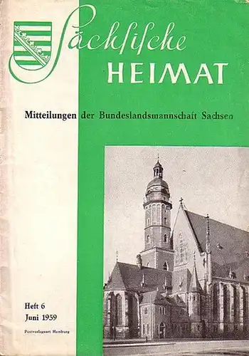 Sächsische Heimat.   Eugen Kalkschmidt über Ludwig Richter / Horst Neumann / Werner Hofmann über Friedemann Bach: Sächsische Heimat. Heft 6, Juni 1959. Mitteilungen.. 