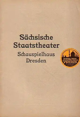 Sächsische Staatstheater Schauspielhaus Dresden - F.Grillparzer: Medea. Programmheft für Montag, 18. April 1921. 