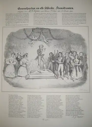 Saphir, Moritz G (ottlieb): Generalpardon an alle schlechten Komödianten. ( Faksimile eines lithographierten Flugblattes, vermutlich gedruckt in München und datiert 1. Decbr. 1830 ). 