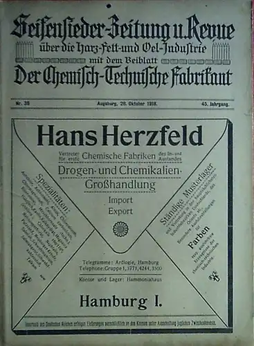 Seifensieder Zeitung   Ziolkowsky, H. (Verleger): Seifensieder Zeitung und Revue über die Harz , Fett  und Oelindustrie. Mit dem Beiblatt Der Chemisch Technische.. 