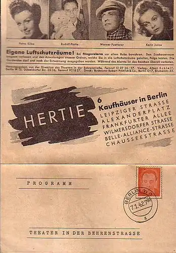 Sarauw, Paul: Programm Zettel zu 'Herkules'. Lustspiel in drei Akten. Deutsch von Hans Wölffer. Regie: Hans Wölffer. Bühnenbilder: Diemer und Willroda. Mitwirkende: Werner Fuetterer, Paul.. 
