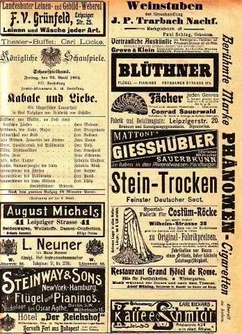 Programmzettel zu: Kabale und Liebe. Ein bürgerliches Trauerspiel in fünf Aufzügen. Mitwirkende: Herr Molenar, Herr Staegemann, Herr Vollmer, Frau Poppe, Herr Pohl, Herr Kraußneck, Frau.. 